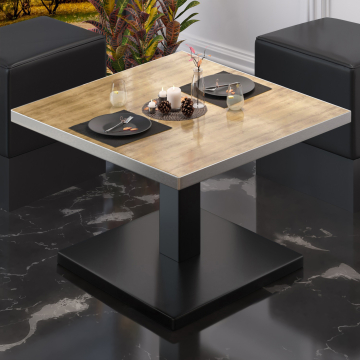 BM | Low Bistro Table | W:D:H 80 x 80 x 41 cm | Oak / Black