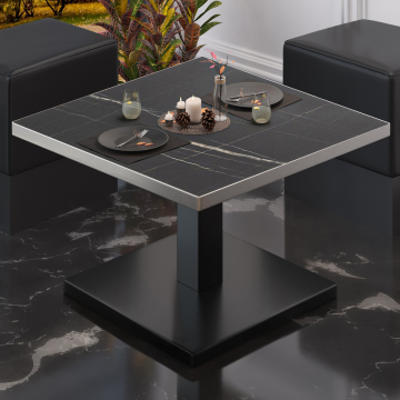 BM | Lavt café loungebord | B:T:H 80 x 80 x 41 cm | Sort marmor / Sort