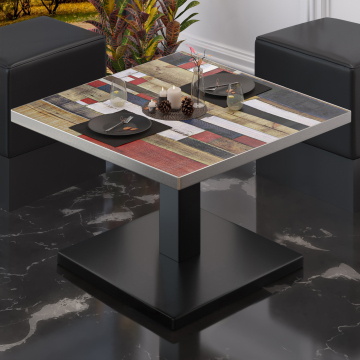 BM | Low Bistro Table | W:D:H 80 x 80 x 41 cm | Vintage-Coloured / Black