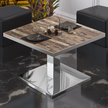 BM | Low Bistro Table | W:D:H 60 x 60 x 41 cm | Vintage Old / Stainless Steel