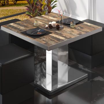BM | Bistro Lounge Table | W:D:H 80 x 80 x 41 cm | Vintage Old / Stainless Steel