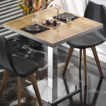 BM | bistro table | W:D:H 80 x 80 x 75 cm | oak / stainless steel | square