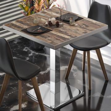 BM | Bistro table | W:D:H 50 x 50 x 75 cm | Vintage Old / Stainless steel | Square