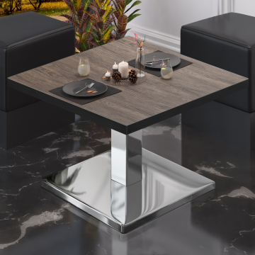 BM | Bistro Lounge Table | W:D:H 80 x 80 x 41 cm | Light Wenge / Stainless Steel