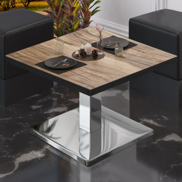 BM | Bistro Lounge Table | W:D:H 60 x 60 x 41 cm | Sheesham / Stainless Steel