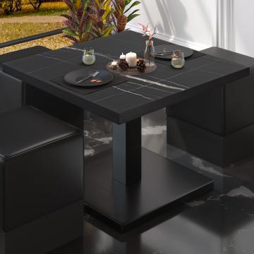 BM | Low Bistro Table | W:D:H 80 x 80 x 41 cm | Black Marble / Black