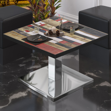 BM | Low Bistro Table | W:D:H 60 x 60 x 41 cm | Vintage-Coloured / Stainless Steel