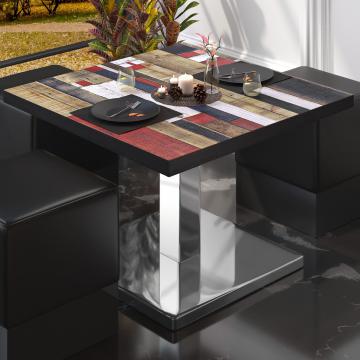 BM | Low Bistro Table | W:D:H 50 x 50 x 41 cm | Vintage-Coloured / Stainless Steel