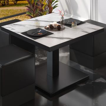 BM | Low Bistro Table | W:D:H 80 x 80 x 41 cm | White Marble / Black