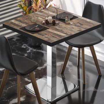 BM | Bistro table | W:D:H 70 x 70 x 75 cm | Vintage Old / Stainless steel | Square