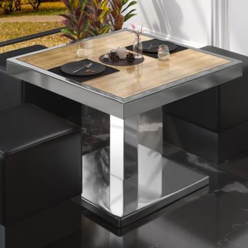 BM | Bistro Lounge Table | W:D:H 70 x 70 x 41 cm | Dąb / Stal nierdzewna