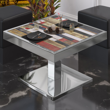 BM | Low Bistro Table | W:D:H 60 x 60 x 41 cm | Vintage-Coloured / Stainless Steel