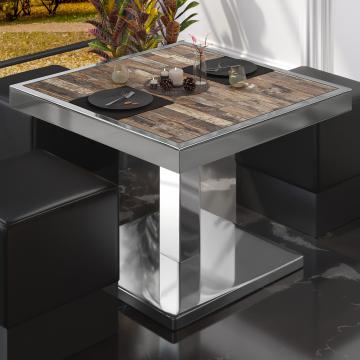 BM | Low Bistro Table | W:D:H 70 x 70 x 41 cm | Vintage Old / Stainless Steel