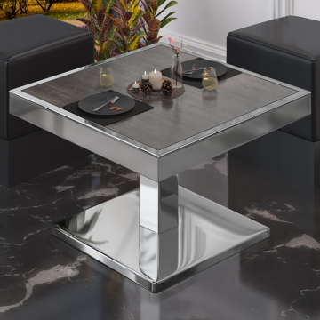 BM | Bistro Lounge Table | W:D:H 50 x 50 x 41 cm | Wenge / Stal nierdzewna