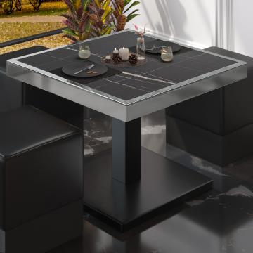BM | Restaurang loungebord | B:D:H 50 x 50 x 41 cm | Svart marmor / Svart