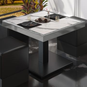 BM | Bistro Lounge Table | W:D:H 50 x 50 x 41 cm | Biały marmur / Czarny