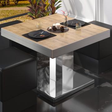 BM | Low Bistro Table | W:D:H 60 x 60 x 41 cm | Oak / Stainless steel