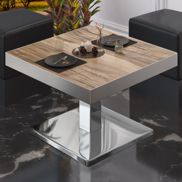 BM | Lavt café loungebord | B:T:H 60 x 60 x 41 cm | Sheesham / Rustfrit stål