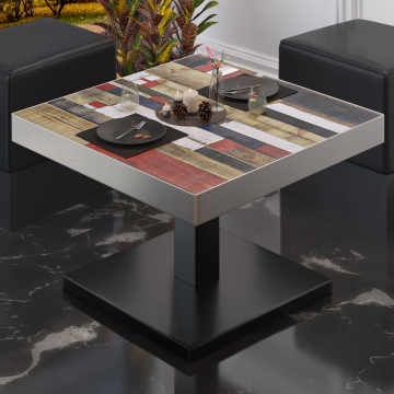 BM | Low Bistro Table | W:D:H 50 x 50 x 41 cm | Vintage-Coloured / Black