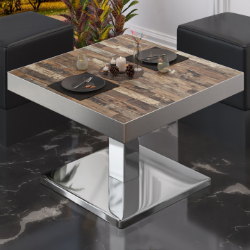 BM | Bistro Lounge Table | W:D:H 60 x 60 x 41 cm | Vintage Old / Stainless Steel