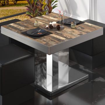 BM | Low Bistro Table | W:D:H 70 x 70 x 41 cm | Vintage Old / Stainless Steel