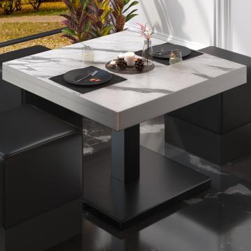 BM | Bistro Lounge Table | W:D:H 50 x 50 x 41 cm | Biały marmur / Czarny
