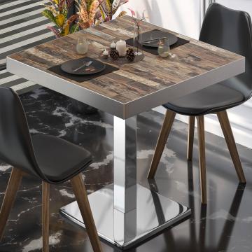 BM | Bistro Table | W:D:H 50 x 50 x 77 cm | Vintage Old / stainless steel | Square