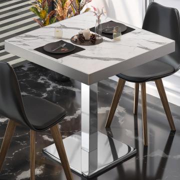BM | Bistro Table | W:D:H 50 x 50 x 77 cm | White marble / stainless steel | Square