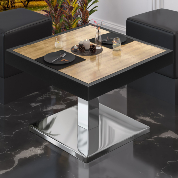 BM | Bistro Lounge Table | W:D:H 50 x 50 x 41 cm | Dąb / Stal nierdzewna