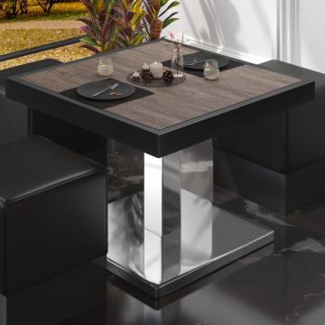BM | Bistro Lounge Table | W:D:H 70 x 70 x 41 cm | Light Wenge / Stainless Steel