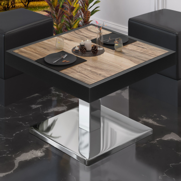 BM | Bistro Lounge Table | W:D:H 50 x 50 x 41 cm | Sheesham / Stainless Steel