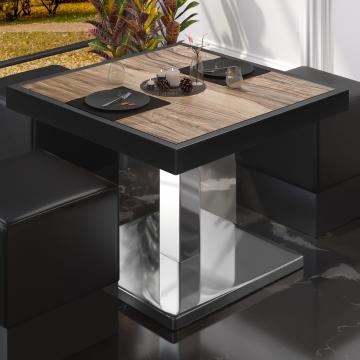 BM | Bistro Lounge Table | W:D:H 70 x 70 x 41 cm | Sheesham / Stainless Steel