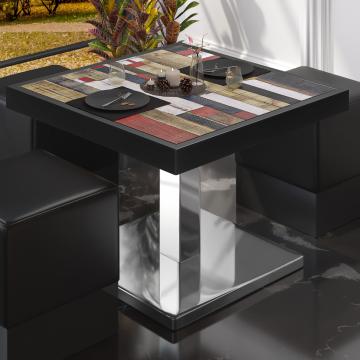 BM | Low Bistro Table | W:D:H 50 x 50 x 41 cm | Vintage-Coloured / Stainless Steel