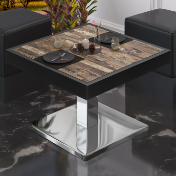 BM | Low Bistro Table | W:D:H 50 x 50 x 41 cm | Vintage Old / Stainless Steel