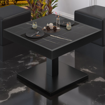 BM | Sofabord til bistro | B:D:H 60 x 60 x 41 cm | Svart marmor / svart
