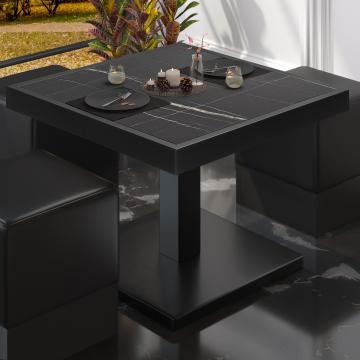 BM | Table basse de bistrot | L:P:H 50 x 50 x 41 cm | Marbre noir / noir