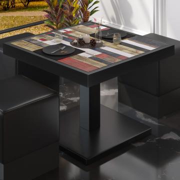 BM | Table basse de bistrot | L:P:H 50 x 50 x 41 cm | Vintage multicolore / noir