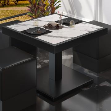 BM | Sofabord til bistro | B:D:H 50 x 50 x 41 cm | Hvit marmor / Svart