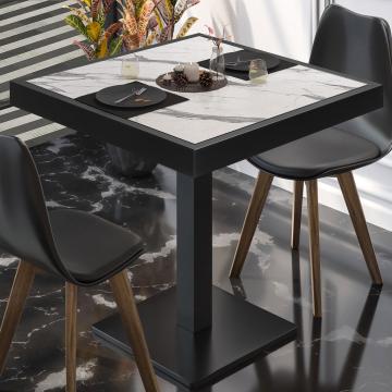 BM | Restaurangbord | B:D:H 50 x 50 x 77 cm | Vit marmor / svart | Fyrkant