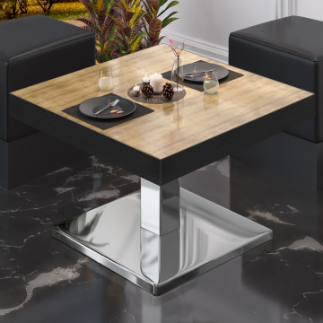 BM | Low Bistro Table | W:D:H 50 x 50 x 41 cm | Oak / Stainless steel