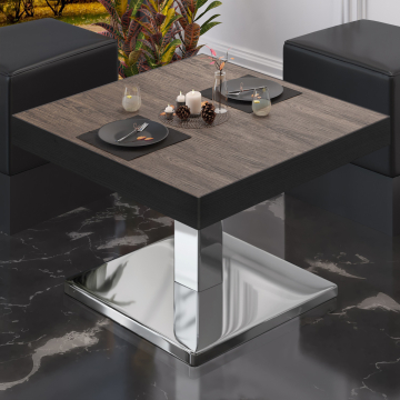 BM | Bistro Lounge Table | W:D:H 60 x 60 x 41 cm | Light Wenge / Stainless Steel