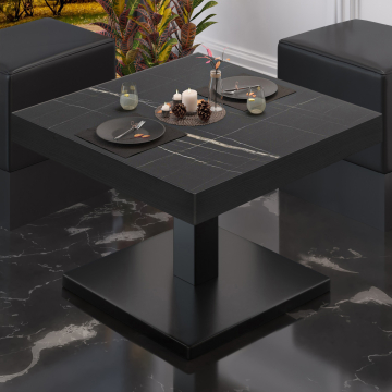 BM | Low Bistro Table | W:D:H 50 x 50 x 41 cm | Black Marble / Black