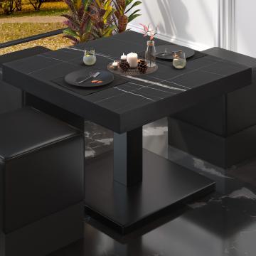BM | Table basse de bistrot | L:P:H 50 x 50 x 41 cm | Marbre noir / noir