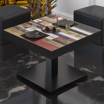 BM | Low Bistro Table | W:D:H 70 x 70 x 41 cm | Vintage-Coloured / Black
