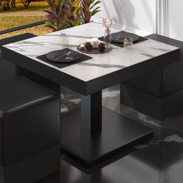 BM | Low Bistro Table | W:D:H 60 x 60 x 41 cm | White Marble / Black
