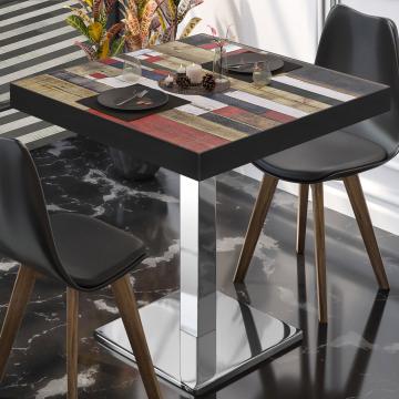 BM | Table de bistrot | L:P:H 50 x 50 x 77 cm | Vintage multicolore / acier inoxydable | Carré