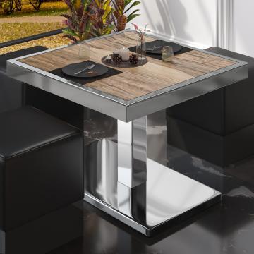 BM | Low Bistro Table | W:D:H 80 x 80 x 41 cm | Sheesham / Stainless steel