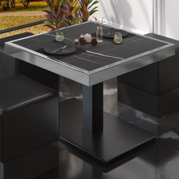 BM | Tavolino basso da bar | L:P:H 80 x 80 x 41 cm | Color del mármol negro / Nero