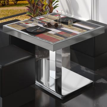 BM | Low Bistro Table | W:D:H 80 x 80 x 41 cm | Vintage-Coloured / Stainless Steel