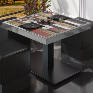 BM | Low Bistro Table | W:D:H 80 x 80 x 41 cm | Vintage-Coloured / Black